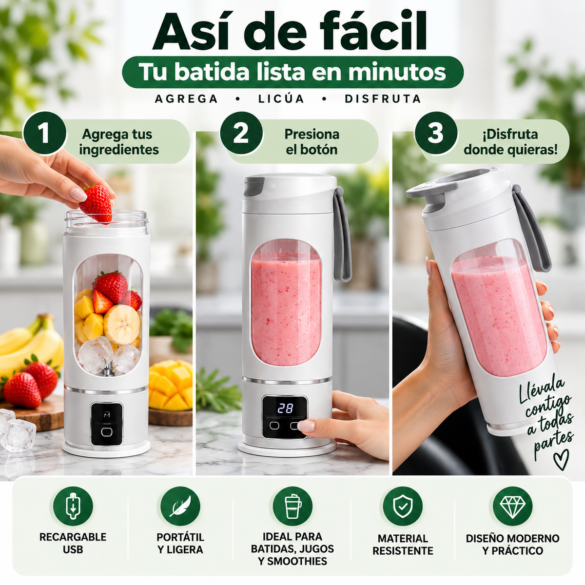MINI LICUADORA PORTATIL 450 ml